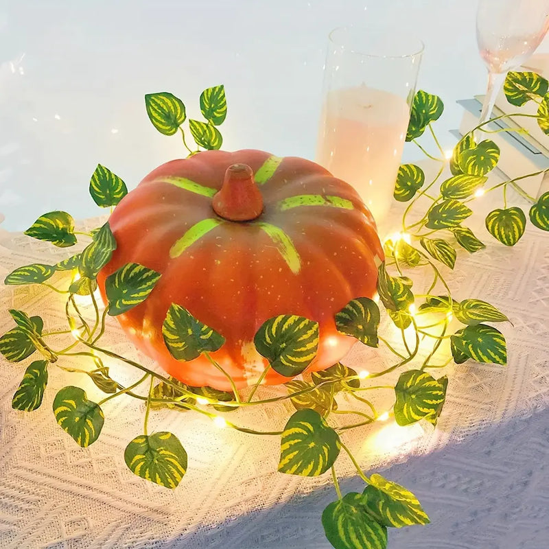 Solar Watermelon Leaf String Lights – Cozy Outdoor Ambiance