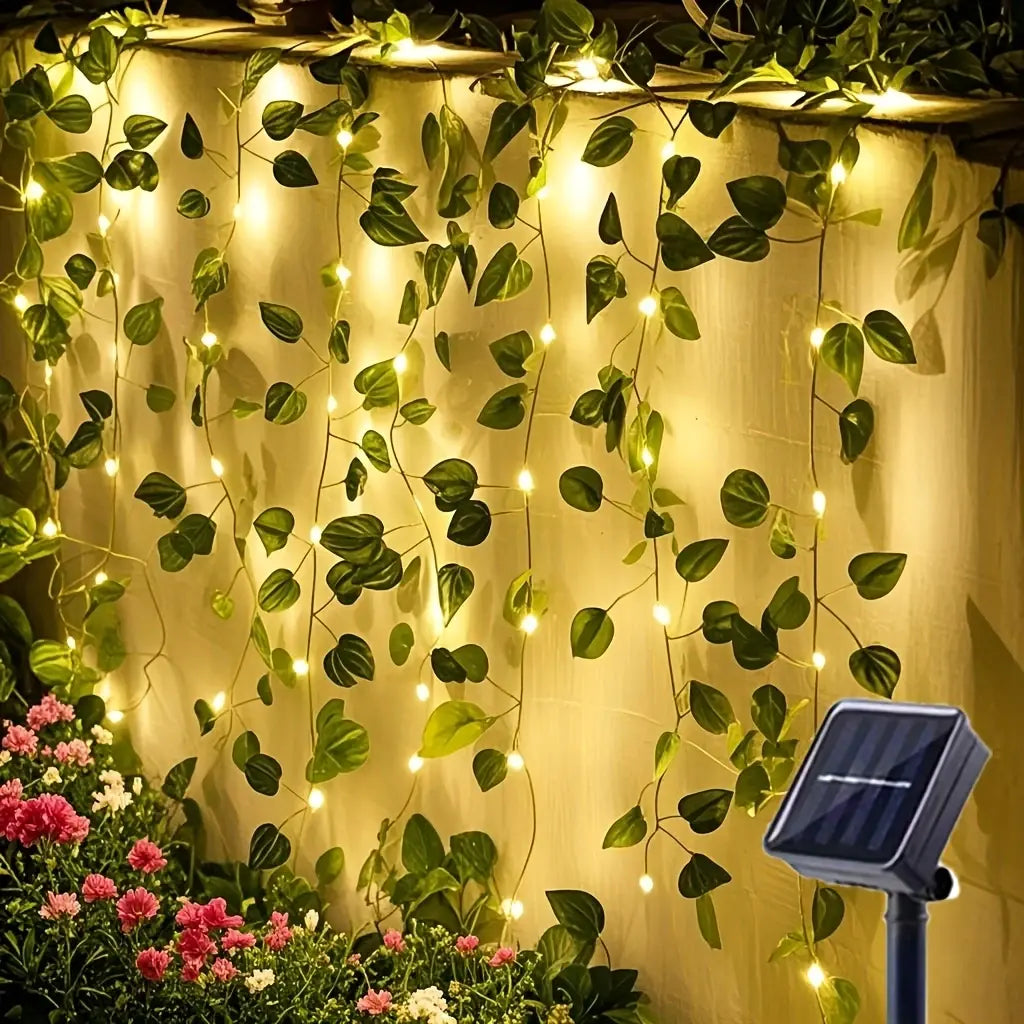 Solarbetriebene Lichterkette in Wassermelonenblattform – Gemütliche Atmosphäre im Freien