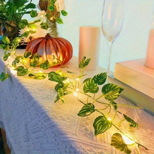 Solar Watermelon Leaf String Lights – Cozy Outdoor Ambiance