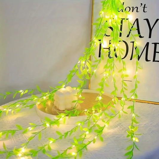 Solar Willow Leaf String Lights – Ideal for Garden & Balcony