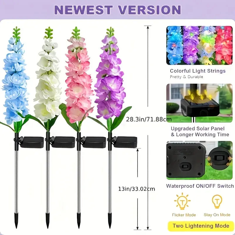 Solar Hyacinth Garden Stake Lights – Elegant Night Glow for Your Outdoor Space